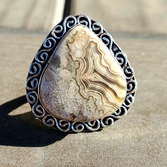 New Crazy Lace Agate 925 Silver Ring. - Picture 2 of 10